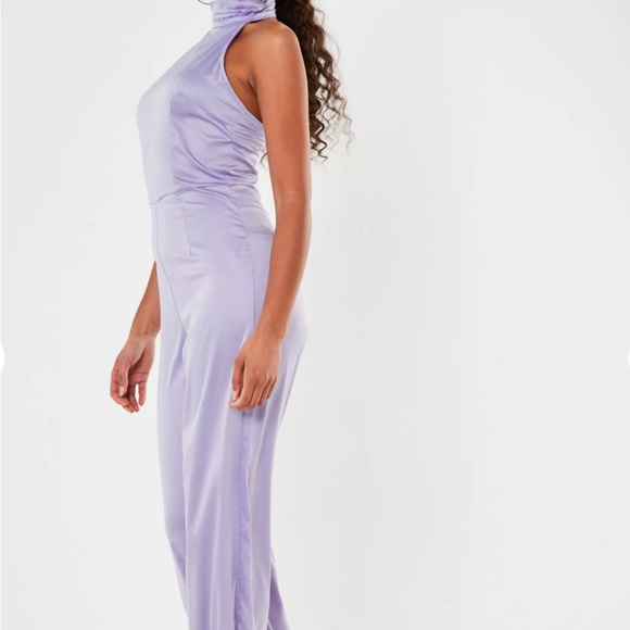 Missguided Lilac Satin Jumpsuit - Picture 2 of 3